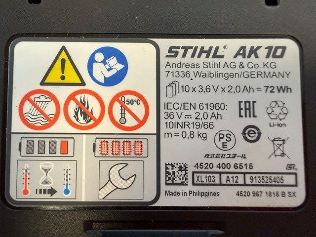 STIHL AK 10 ACCU 36V-2Ah 72Wh 0,8Kg - Afbeelding 4